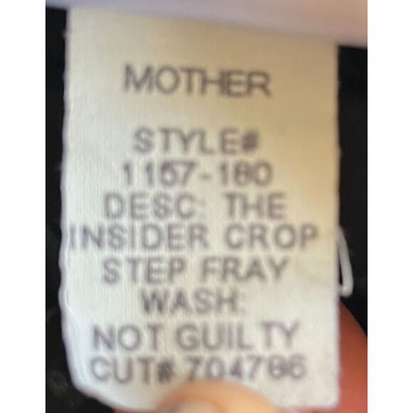 MOTHER Denim Black The Insider Crop Step Fray Not Guilty Jeans Women's Size 30 - Picture 7 of 12
